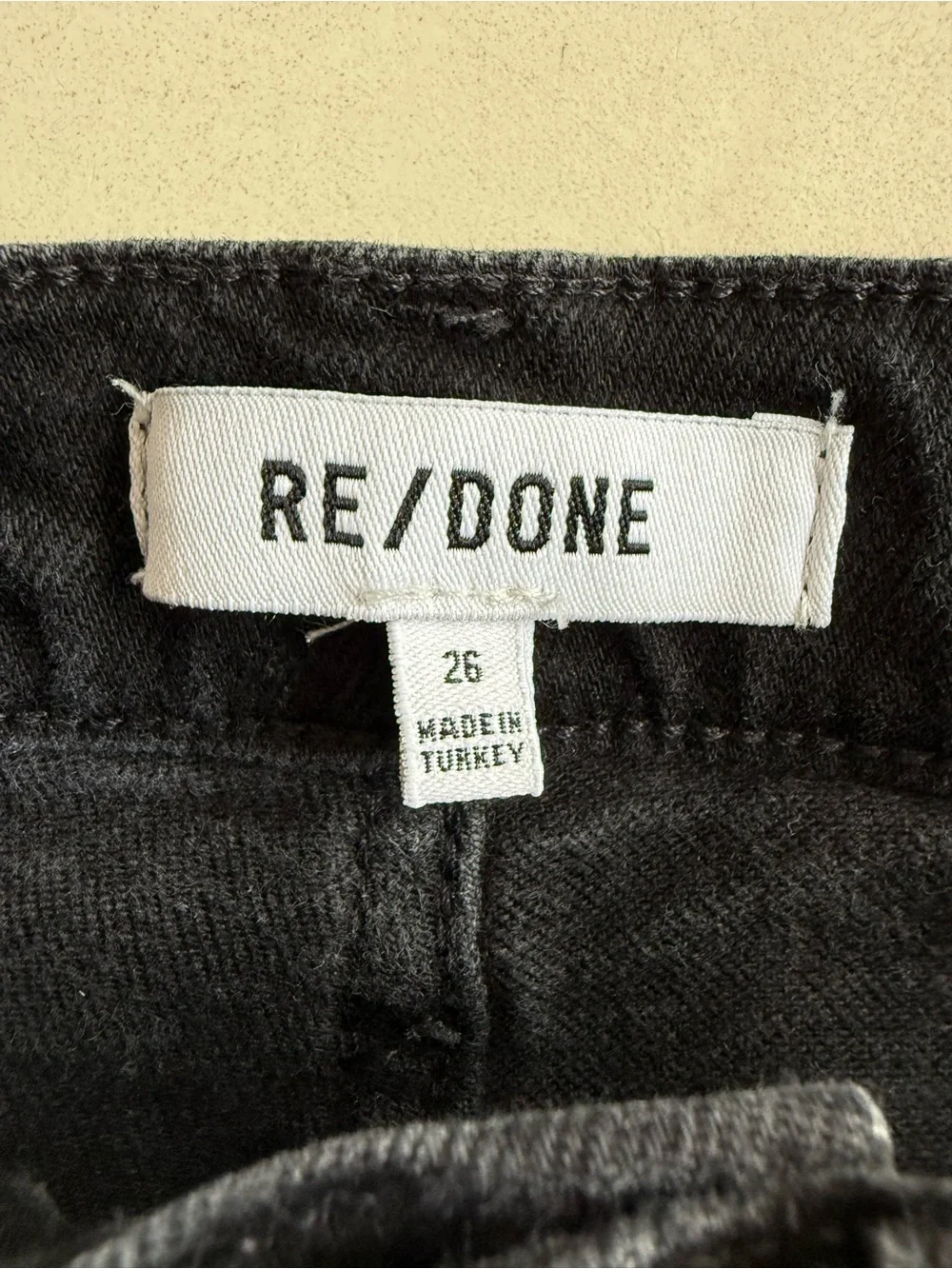 Re/Done Black High Rise Button Fly Skinny Ankle Cropped Jeans 26